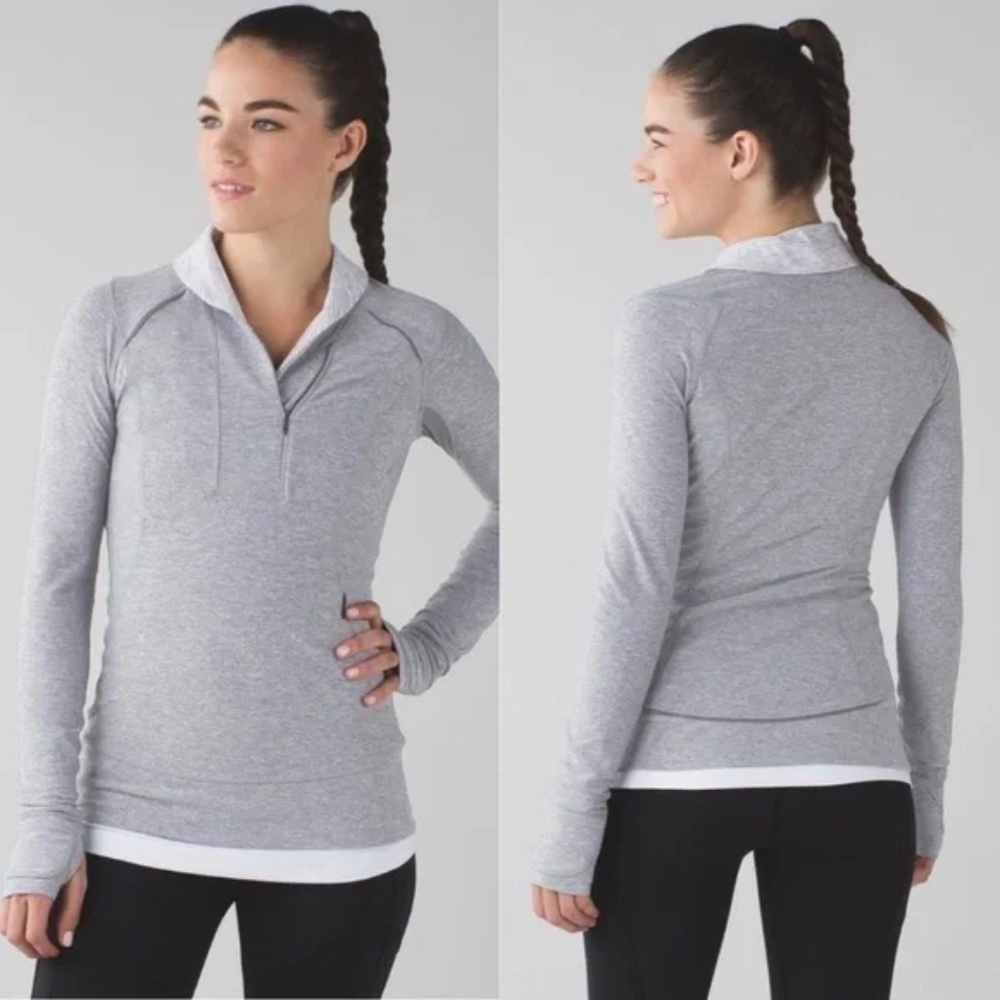 Lululemon Think Fast Pullover Heathered Grey size 6